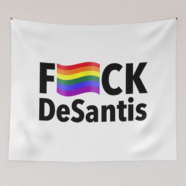 Item preview, FCK DeSantis - Censored with a Gay Pride Flag (black) designed and sold by Thelittlelord.
