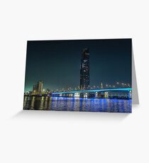 D1 Tower, Dubai at night Greeting Card
