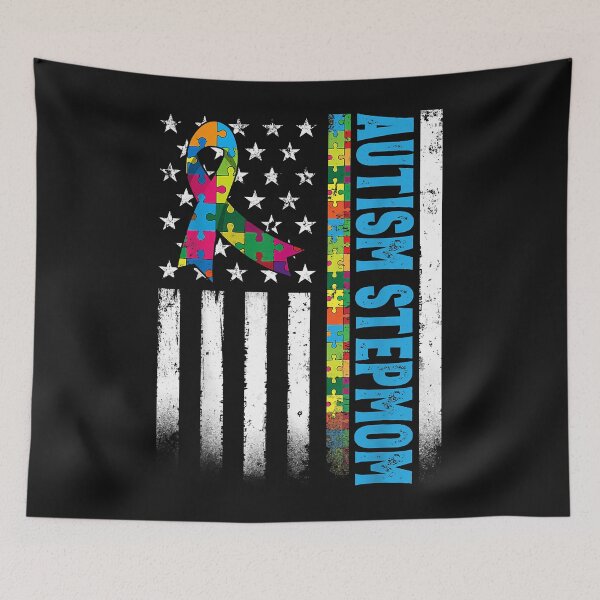 Artikelvorschau, Retro American Flag Autism Stepmom Awareness Autistic entworfen und verkauft von Evrard122344.