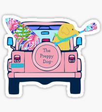Conseil de SUP de Golden Retriever Jeep Rose Preppy Sticker
