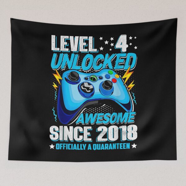Item preview, Level 4 Unlocked Officially A Quaranteen 4th Birthday 2018 T-Shirt designed and sold by abigailbullock.