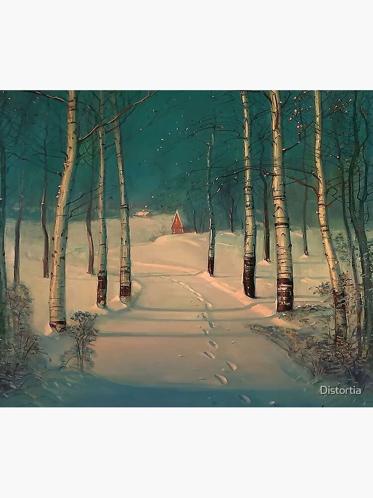 Discover Footprints in Snow by Birch Trees (1920) - Sven Svendsen Premium Matte Vertical Poster
