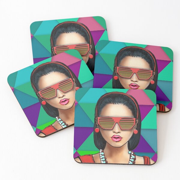 Item preview, Retro Lady with Colorful Diamond Background designed and sold by TotallyRetroArt.