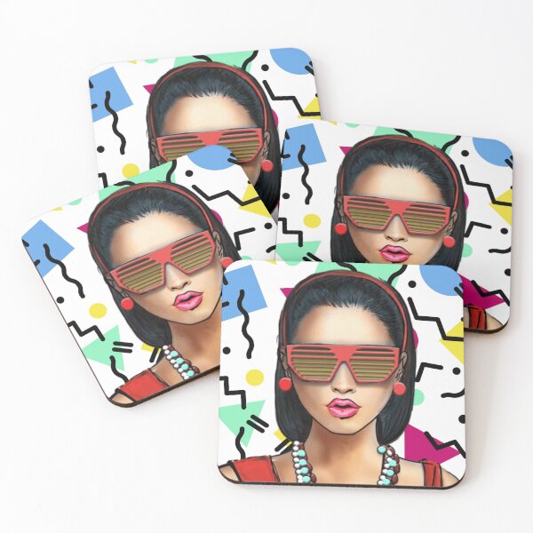 Item preview, Retro Lady with Memphis Style Background designed and sold by TotallyRetroArt.