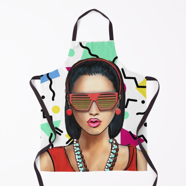 Item preview, Retro Lady with Memphis Style Background designed and sold by TotallyRetroArt.