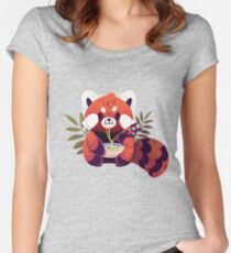Red Panda Eating Ramen Fitted Scoop T-Shirt
