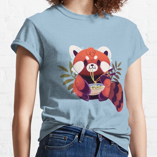 Panda rouge mangeant des ramen T-shirt classique
