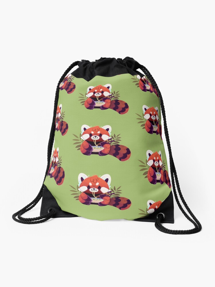 Thumbnail 1 of 3, Drawstring Bag, Red Panda Eating Ramen designed and sold by Jessiedrawz.