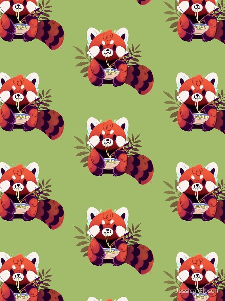 Red Panda Eating Ramen by Jessiedrawz