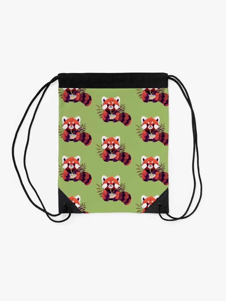 Alternate view of Red Panda Eating Ramen Drawstring Bag