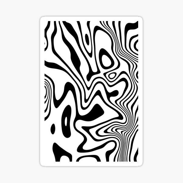 Retro Lines Black And White Minimalistic Op-Art Sticker