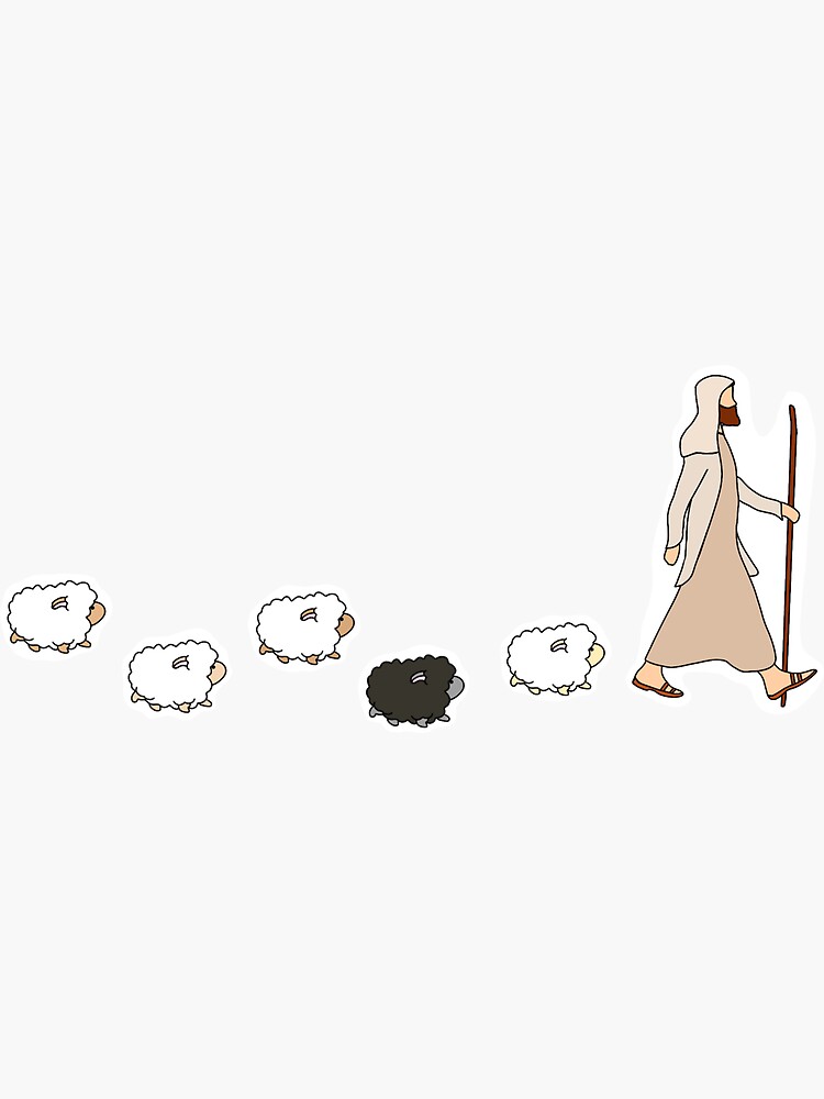 Thumbnail 3 of 3, Sticker, Finding the lost sheep designed and sold by WalterNarwhal.