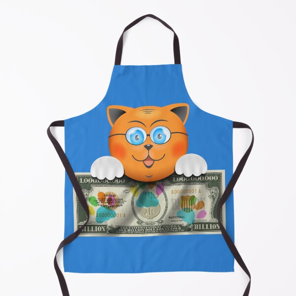 Item preview, Cartoon funny muzzle of a red smiling cat in glasses on the background of a paper banknote of one billion US dollars. Multicolor paw prints on money designed and sold by GAleksS.