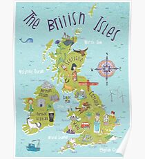 Illustrated British Isles Poster