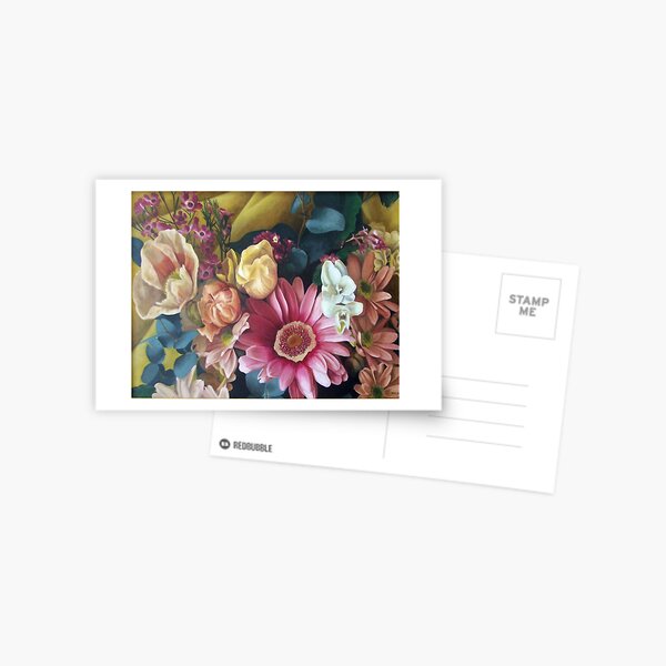 Flowers - big print - original work - oil on canvas by Avril Thomas Postcard
