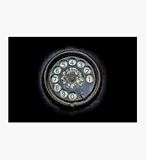 Old black telephone. Close-up of a rotary dial Photographic Print