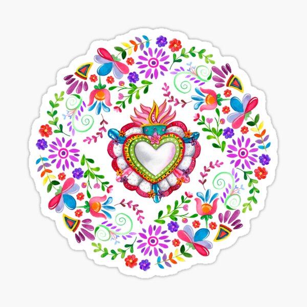 Mexican Otomi Flower Sticker – VulgrCo