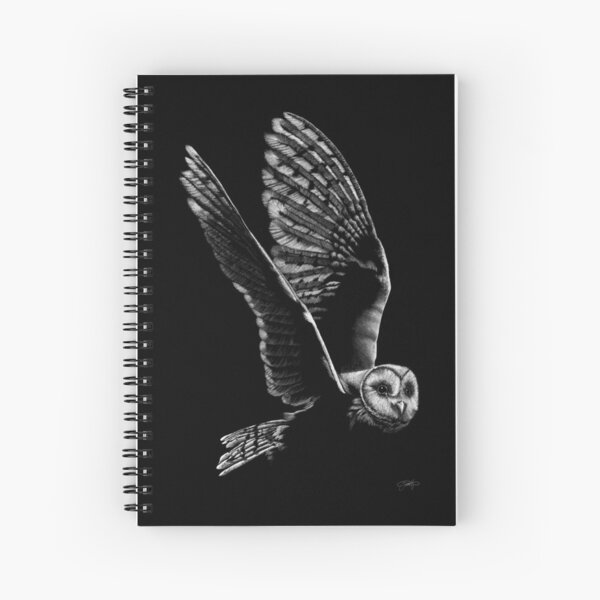 Owl in white pencil Spiral Notebook