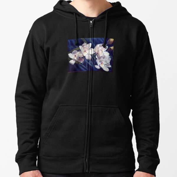 Orchid - Original Oil Painting by Adelaide Artist Avril Thomas Zipped Hoodie