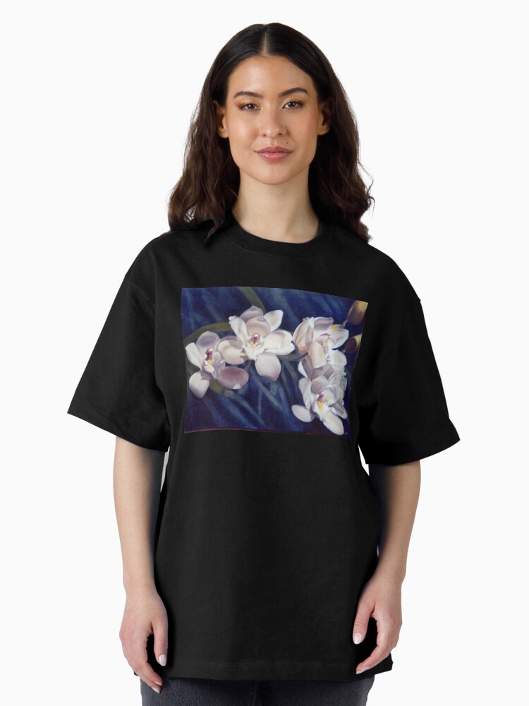Thumbnail 2 of 7, Oversized T-Shirt, Orchid - Original Oil Painting by Adelaide Artist Avril Thomas designed and sold by AvrilThomasart.