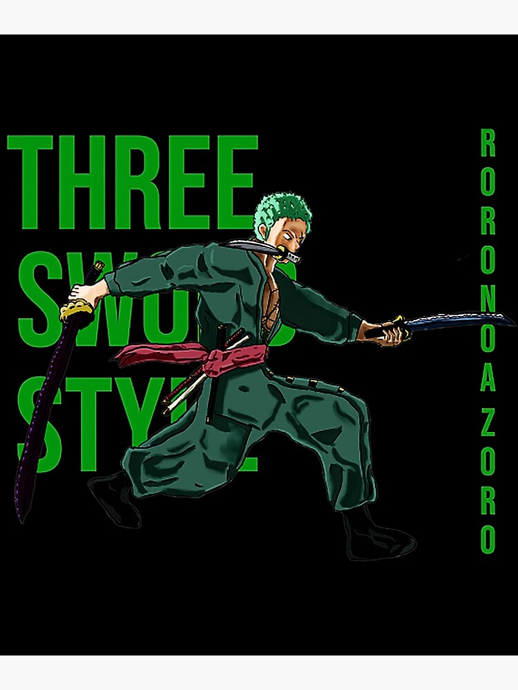 Póster «Zoro Roronoa Zoro Texto de estilo de tres espadas de Zoban (1