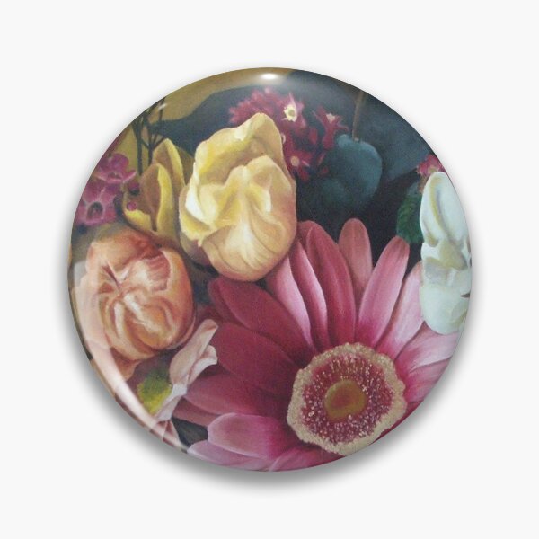 Flowers (small print) Oil Painting by Avril Thomas - Adelaide / South Australia Artist Pin