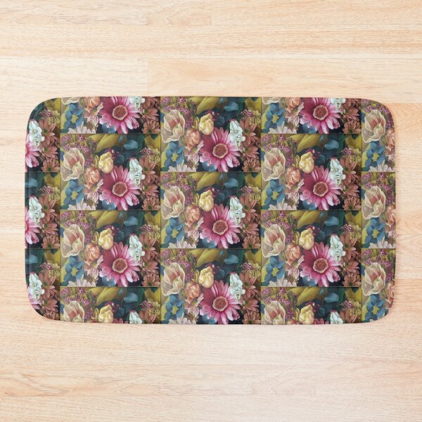 Flowers (small print) Oil Painting by Avril Thomas - Adelaide / South Australia Artist Bath Mat