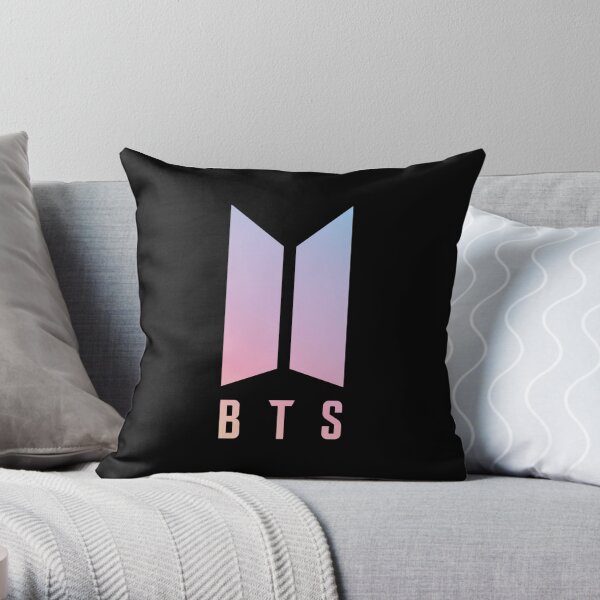 Bts-Logo (neu) | Kpop Army Bangtan K-Pop-Jungs Pink Purple Blue Gradient Dekokissen