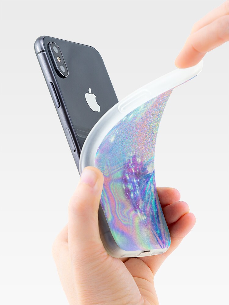 Alternate view of Sparkly Rainbow Holographic Pattern iPhone Case & Cover