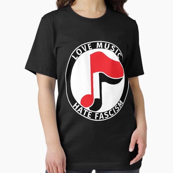 Vista previa del artículo con la obra «Antifa logo amor música odio fascismo camiseta clásica», diseñado y vendido por XiaolanShen.
