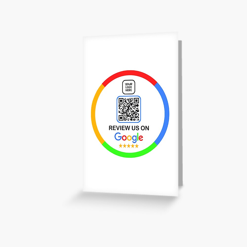 "Review us on Google Sticker with QR Code" Greeting Card by Brikzz