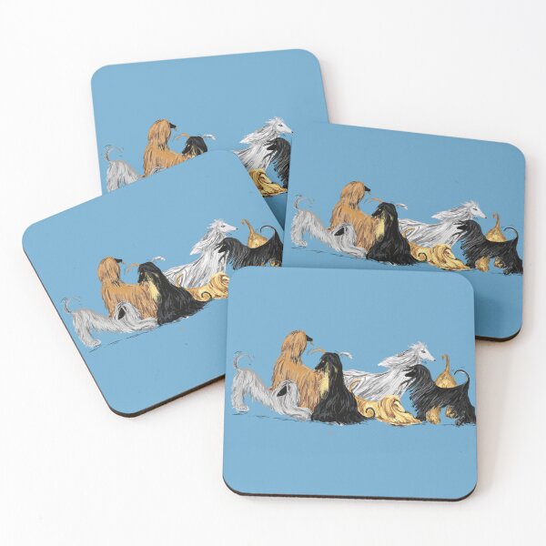 Item preview, Afghan hounds, on blue  designed and sold by Faerieglen.