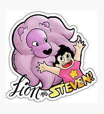 Lion and Steven Photographic Print