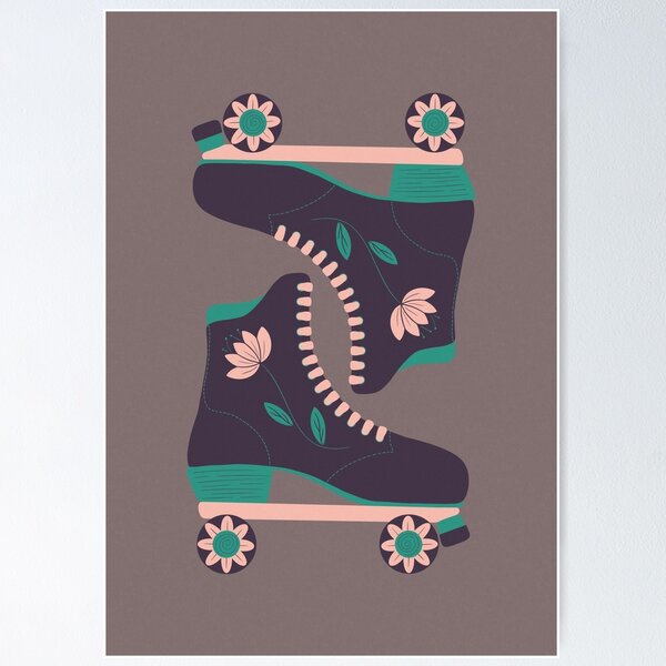 Floral Roller Skates Wall Art | Redbubble for Sale
