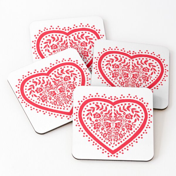 Item preview, Decorative red folk heart designed and sold by Cheekyleopard.