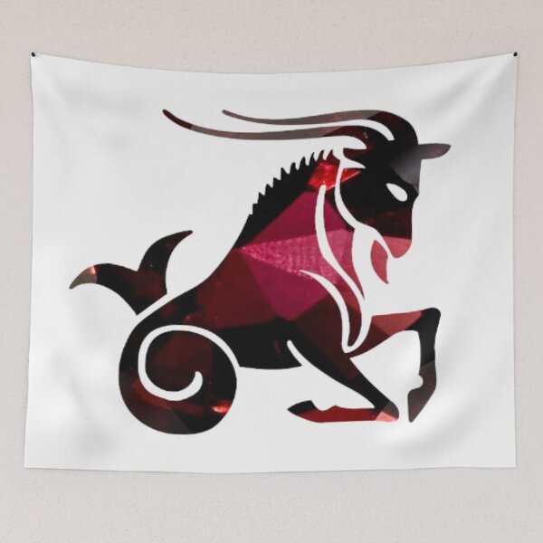 Item preview, Capricorn Zodiac Symbol Silhouette Design With January Birthstone Garnet Background  designed and sold by TacoRose.