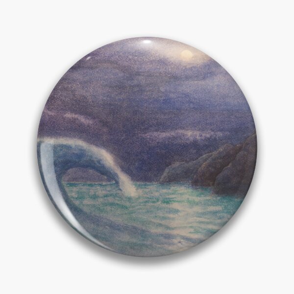 Item preview, Full moon reflections on waves. Watercolour seascape -  designed and sold by Einar Aasen.