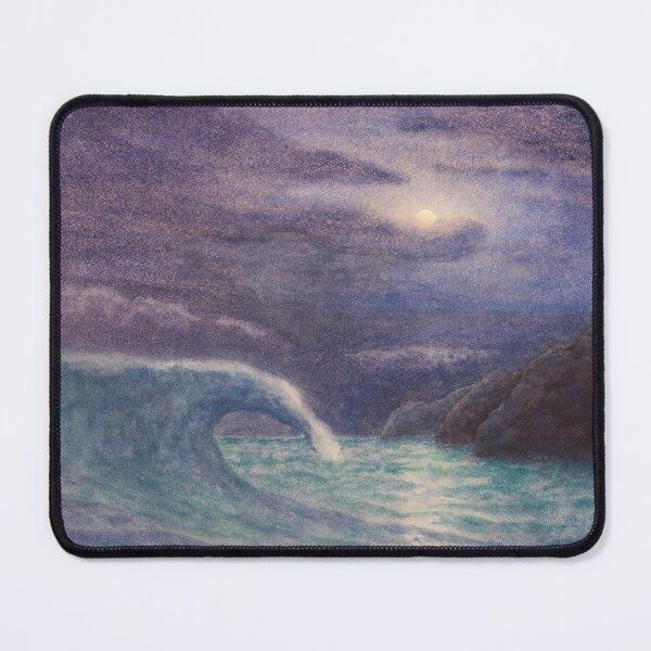 Item preview, Full moon reflections on waves. Watercolour seascape -  designed and sold by Einar Aasen.