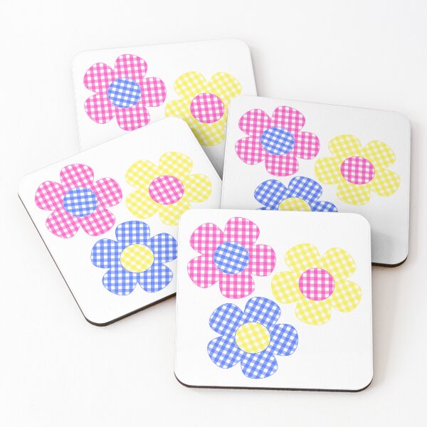 Item preview, Flowers Pink, Yellow, Blue on White 2 designed and sold by Shapes-Mania.