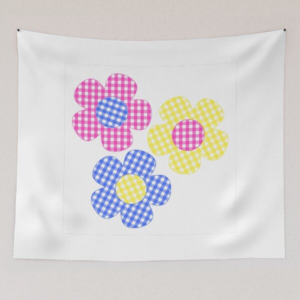 Item preview, Flowers Pink, Yellow, Blue on White 2 designed and sold by Shapes-Mania.