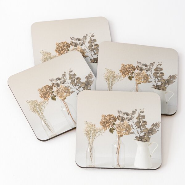 Item preview, Dried flowers in vases on white designed and sold by Natalie Board.