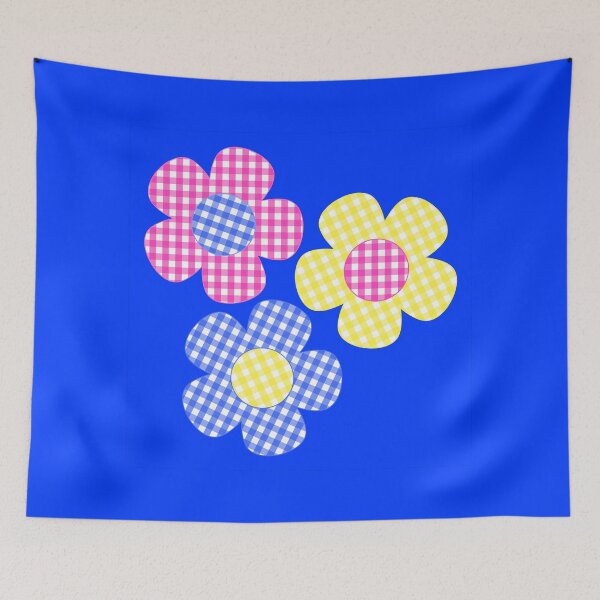 Item preview, Flowers Pink, Yellow, Blue on Navy designed and sold by Shapes-Mania.