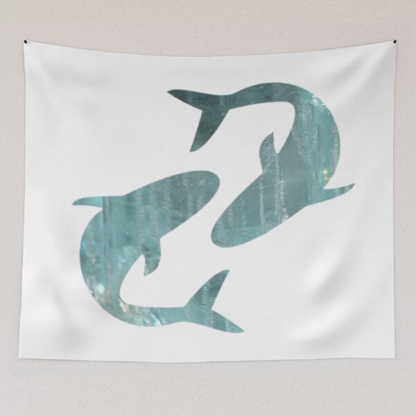 Item preview, Pisces Zodiac Symbol Silhouette Design With March Birthstone Aquamarine Background  designed and sold by TacoRose.