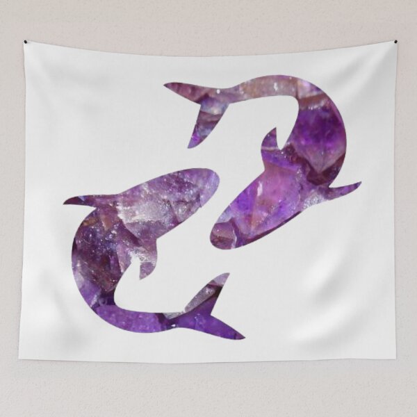 Item preview, Pisces Zodiac Symbol Silhouette Design With February Birthstone Amethyst Background  designed and sold by TacoRose.