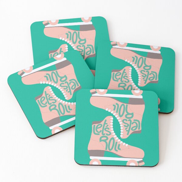 Item preview, Turquoise and Pastel Pink 'Let's Roll' Roller Skates designed and sold by Lottie-O.