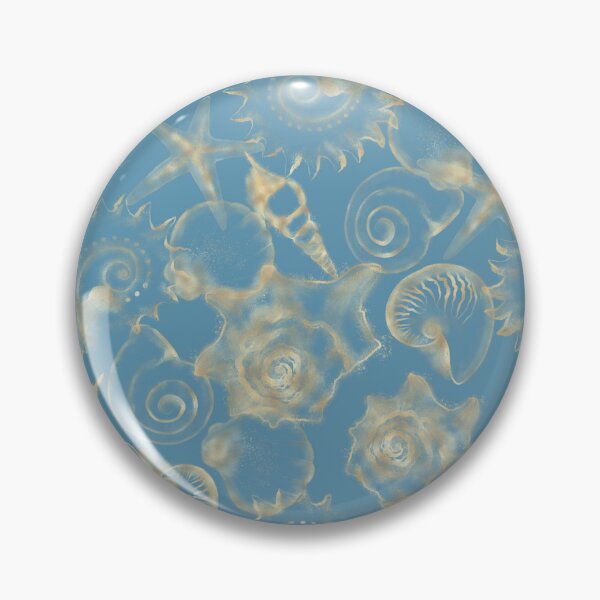 Item preview, golden seashells with a blue background  designed and sold by T-landa.