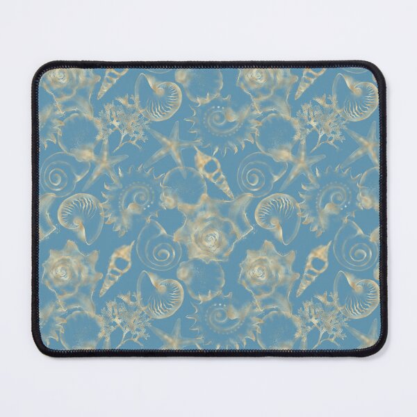 Item preview, golden seashells with a blue background  designed and sold by T-landa.