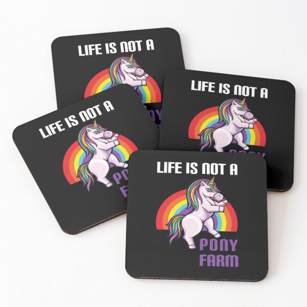 Item preview, Life is not a pony farm - funny Denglish saying with unicorn / pony motif designed and sold by Gordenwear.