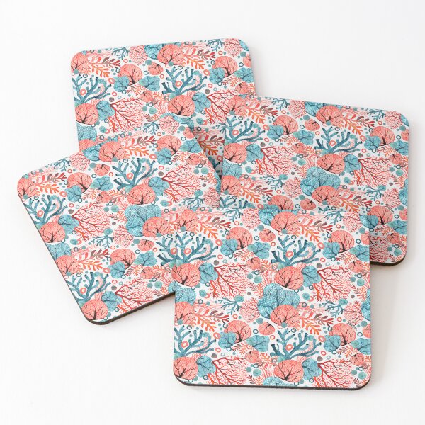 Item preview, Coral pattern red and blue designed and sold by SandraArtStudio.