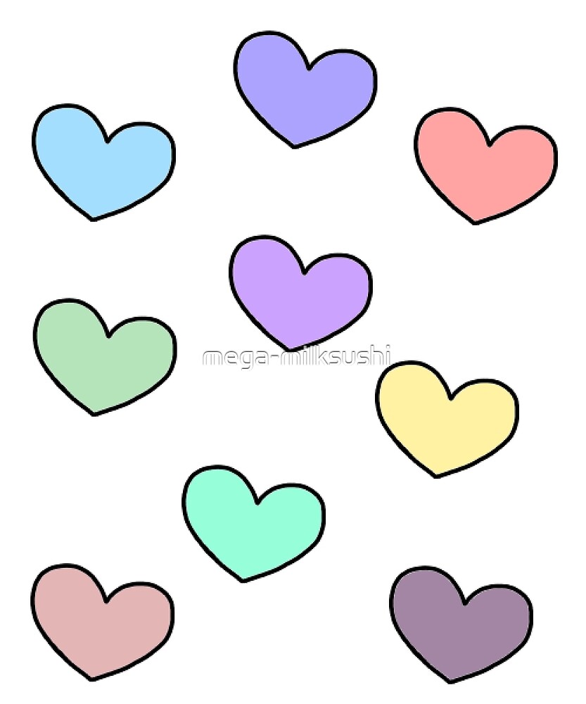 "Pastel Hearts" by megamilksushi Redbubble